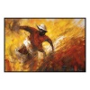 Fancy Artwork Canvas Wall Art :Man in Orange with Yellow background - Photo