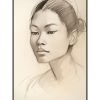 Fancy Artwork Canvas Wall Art :Light Sketch Woman Pacific Islander Descent - Photo
