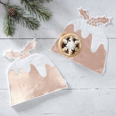 Photo of Ginger Ray Rustic Christmas Foiled Rose Gold Christmas Pudding Napkin