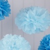 Ginger Ray Vintage Lace - Light Blue/Dark Blue Tissue Paper Pom Poms Photo