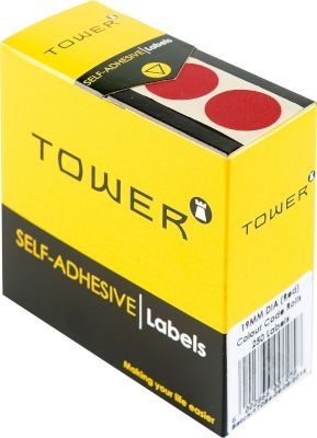 Photo of Tower C19 Round Colour Code Label Sheets - Red
