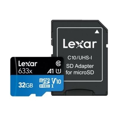Photo of Lexar 32GB High-Performance Blue Series 633x UHS-I microSDHC Memory Card - with SD Adapter