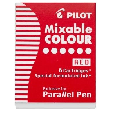 Photo of Pilot Parallel Lettering Pen Ink Cartridge - Set of 6 - Red