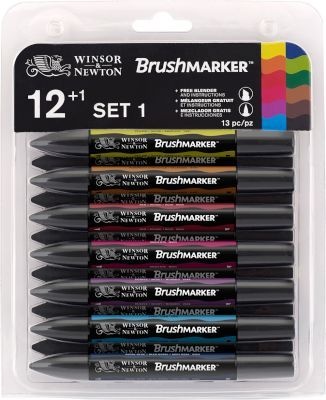 Photo of Winsor Newton Winsor & Newton Brush Marker - Set of 12 - Vibrant Tones