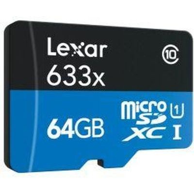 Photo of Lexar 64GB High-Performance Blue Series 633x UHS-I microSDHC Memory Card - with SD Adapter