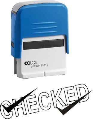 Photo of Colop - C20 Self-Inking Rubber Stamp - Checked Stamp - Black Ink
