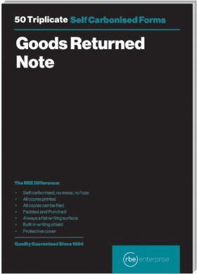 Photo of Rbe Inc RBE A5 Goods Return Note Triplicate Pads