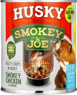 Photo of Husky Smokey Joe - Meaty Strips in Gravy Smokey Chicken Flavour Tinned Dog Food