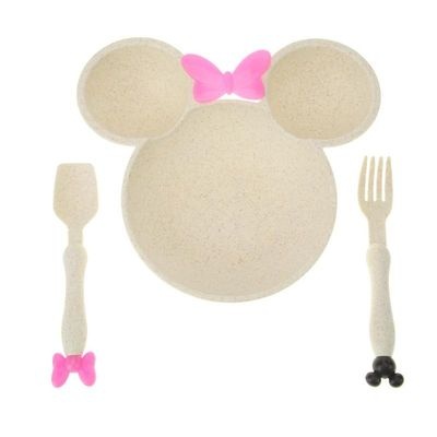 Photo of 4AKid Minnie/Mickey Mouse Plate & Cutlery Set - Cream
