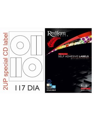 Photo of Redfern L2UPB Spec CD Multi-Purpose Inkjet-Laser Labels - 41mm Dia Landscape