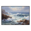 Fancy Artwork Canvas Wall Art :Bold Strokes Blue White Create Crashing - Photo