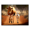 Fancy Artwork Canvas Wall Art :Nguni Cow Walking With Calf - Photo