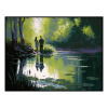 Fancy Artwork Canvas Wall Art :Loves Reflection Acrylic Painting - Photo