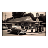 Fancy Artwork Canvas Wall Art :Gas Station in the 60s - Photo