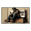 Fancy Artwork Canvas Wall Art :Young Adult Sitting Graffiti - Photo