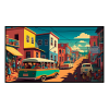 Fancy Artwork Canvas Wall Art :Urban Street With Minibus - Photo