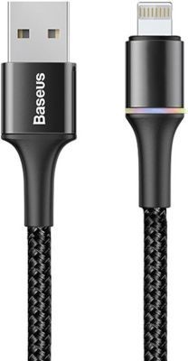 Photo of Baseus 0.5m - 2.4A Halo Colour LED USB Type-A 2.0 to Lightning Cable - Black