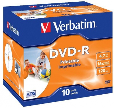 Photo of Verbatim - Printable DVD-R 4.7GB Jewel Case - 10 Pack