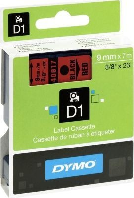 Photo of Dymo D1 Standard 9mm x 7m Black on Red Label Cassette