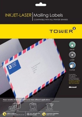 Tower W115 Mailing Inkjet Laser Labels Box of 100 Sheets