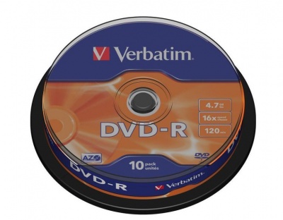 Photo of Verbatim 4.7GB DVD-R Matt Silver Spindle - Box of 10