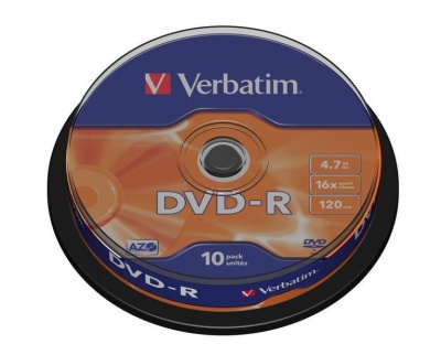 Verbatim 47GB DVD R Matt Silver Spindle Box of 10