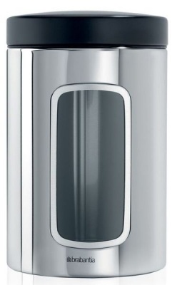 Photo of Brabantia - Window Canister With Lid - 1.4 Litre - Black and Brilliant Steel