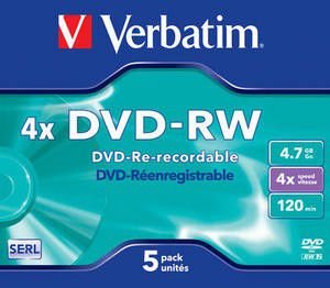 Photo of Verbatim DVD-RW Matt Silver 4X 4.7GB - Jewel Case
