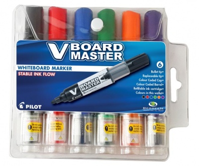 Photo of Pilot V Board Master Whiteboard Markers - Wallet of 6 Colours