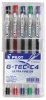 Pilot G-Tec-C4 Ultra Fine 04 Needle Tip Pens - Wallet of 5 Colours Photo