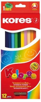 Photo of Kores Kolores 12 Triangular Coloured Pencils and 1 Sharpener