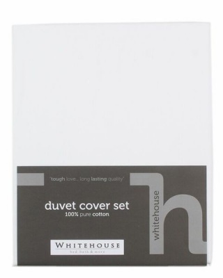 Whitehouse 205TC Pure Cotton Duvet Cover Set With Studs White