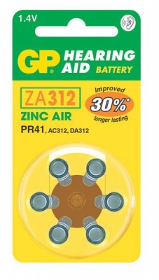 Photo of GP Batteries 1.4V ZA312 Hearing Aid Zinc Air BatteriesGP Batteries 1.4V ZA312 Hearing Aid Zinc Air Batteries Card of 6