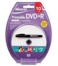 Photo of Memorex 864115-10BP 16X Printable DVD R 4.7GB - Blister 10 pack