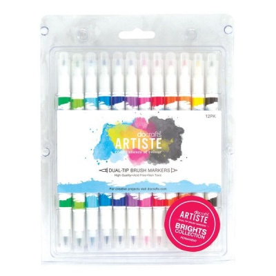 Photo of Docrafts Artiste Dual Tip Brush Markers - 12 Pack - Brights