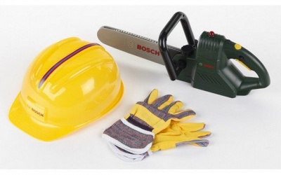Photo of Klein Toys Bosch Chain Saw with Helmet & Work Gloves
