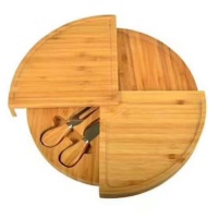 Home Kitchen Gift Bamboo Cheese Board With 2 Cheese Knives
