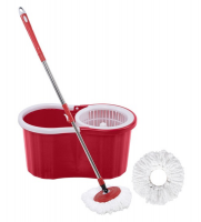 Rotating 360° Magic Spin Mop And Plastic Bucket Set Red