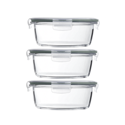 950ml Heat Resistant Round Glass Food Containers 3 Pack