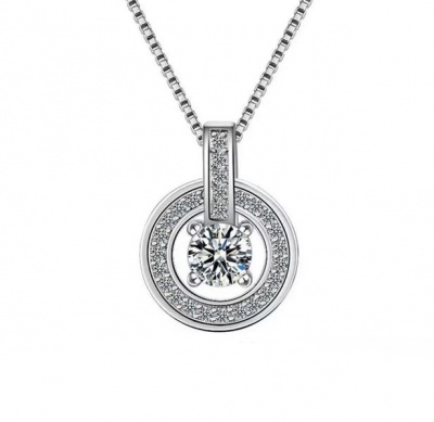 Photo of SilverCity Silver Plated Round Zircon Mozaic Pendant Necklace