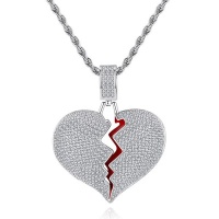 Iced Out Hiphop Heart Pendant With Rope Neckchain