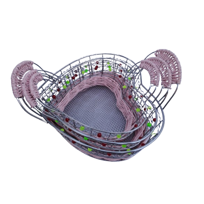 3 Piece Heart Shaped Metal Basket Fruit basket beautiful geometric structure