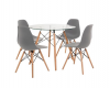 5 Piece Glass Table and Wooden Leg Chairs Photo