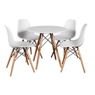 Round Dinning Table Set With 4 Chairs WHITE