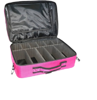 Professional Large Capacity Multi layer Makeup Bag w Shoulder Strap Pink