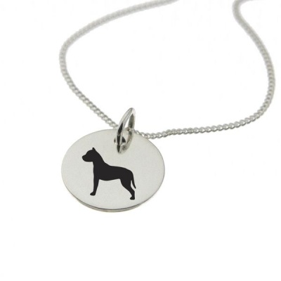 Photo of Pit bull Dog Silhouette Sterling Silver Necklace with Chain