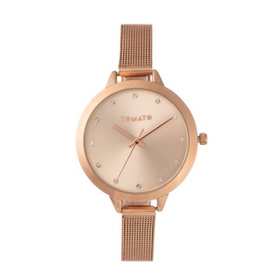 Photo of Tomato Watch - Sunray Rosegold Dial - 35mm Case - Rosegold Strap