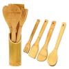 Natural Bamboo Cooking Spoon Set with Stand - 02 Photo