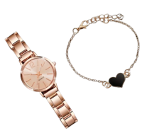 Women Steel Analogue Digital Watch Bracelet Set