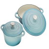 7 Piece Cast Iron Cookware/Pots - Turquoise Photo